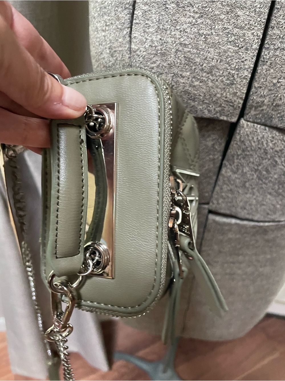Steve Madden Mini Quilted Vanity Case Olive Crossbody - Picture 12 of 13